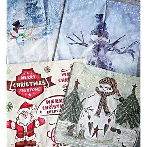 4 Vintage Christmas Throw Pillow Covers Pillows Christmas Decor Santa Snowman